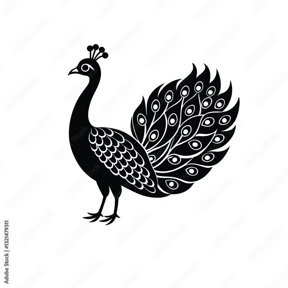 Obraz premium Beautiful peacock isolated on vector art illustration