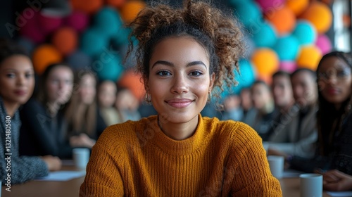 Young Entrepreneur with Bright Smile in a Vibrant Tech Office Environment