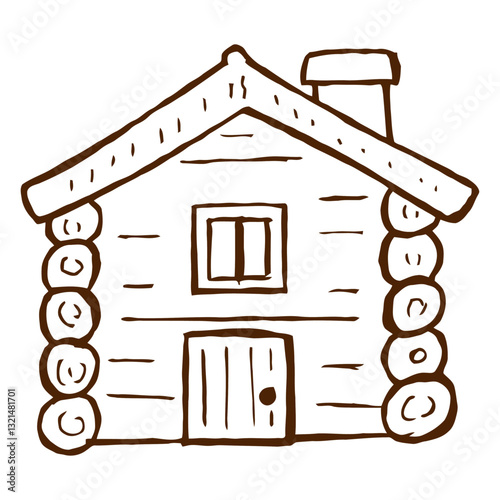 hand drawn log cabin icon.