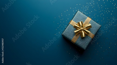 a gift box on a simple background, top view Web banner with space