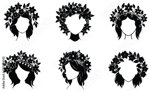 Floral Hair Crown silhouette vector
