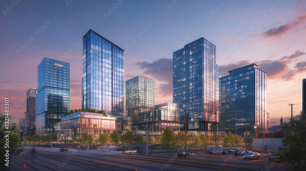 Obraz premium The downtown Nashville skyline featuring generic office buildings set against an urban backdrop