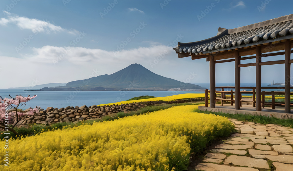 Obraz premium Beautiful spring scenery of Jeju Island
