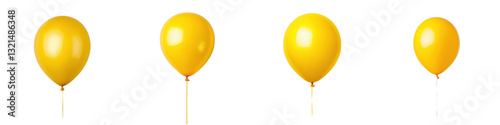 Vibrant yellow balloons floating effortlessly symbolizing the joy and happiness of a celebratory occasion  The balloons  bright cheerful hues create a festive and lively atmosphere perfect for events