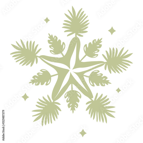christmas decoration ornamented flat starfish.