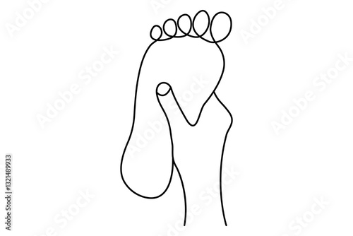 Foot sole continuous one line drawing of doodle vector illustration