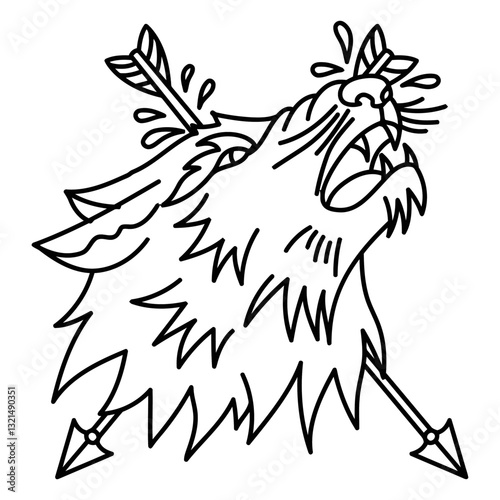 werewolf and arrows tattoo stroke.