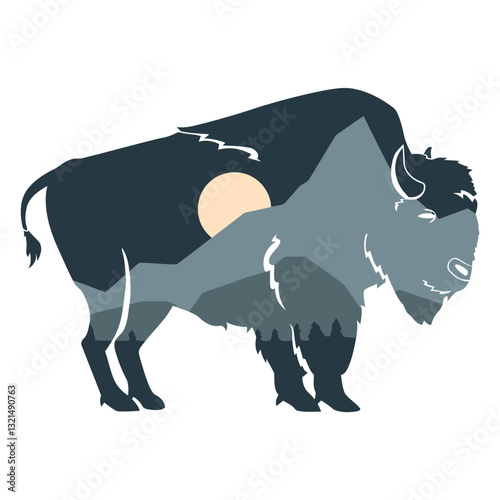 ox animal mountain landscape.