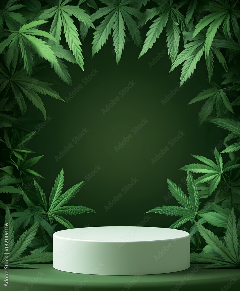 custom made wallpaper toronto digitala poster background for promoting CBD. In the center an empty podium.
