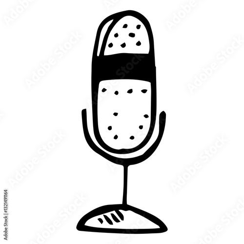radio microphone doodle icon.