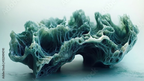 Fototapeta Naklejka Na Ścianę i Meble -  Abstract Teal Organic Structure: Intricate 3D Render