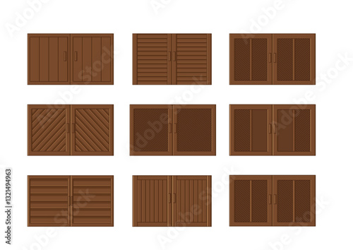 wooden window design on white background illustration vector