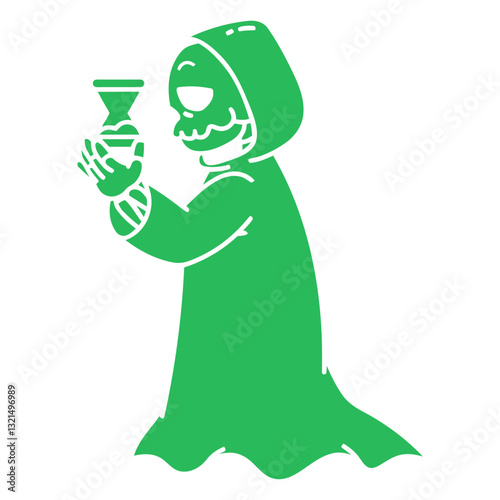 grim reaper drinking a glass of wine.