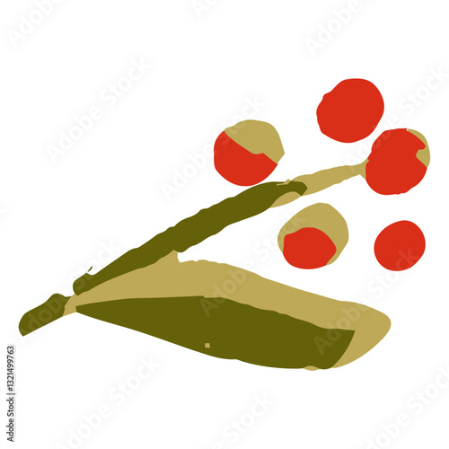 mistletoe element leaf watercolor.