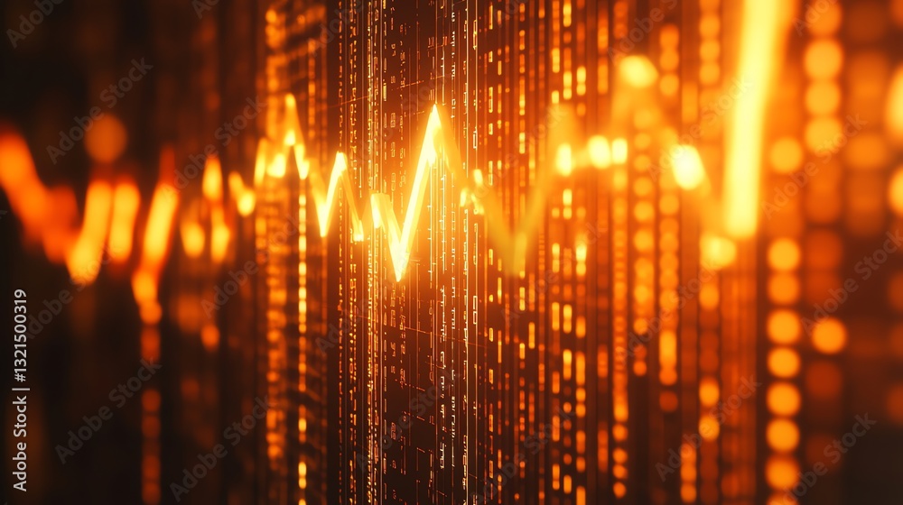 Naklejka premium Glowing Orange Stock Market Graph Data Visualization