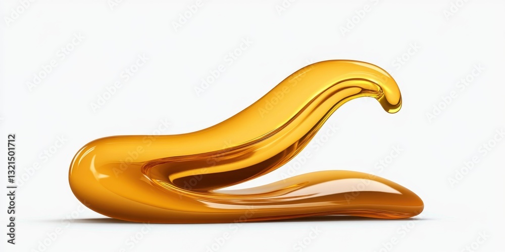 Luminous golden yellow bubble of oil on a white background. Elegant, smooth, and refined glow. Luminous golden yellow bubble of oil on a white background. Elegant, smooth, and refined glow.