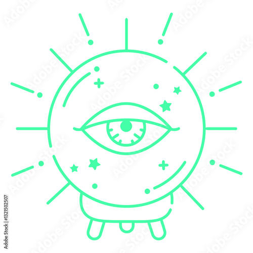 a crystal ball with mysterious eye.