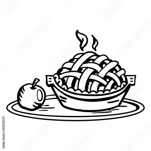  hand drawn apple pie stroke.
