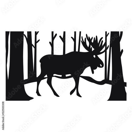 moose forest cut out black.