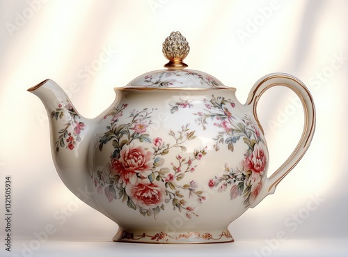 Victorian Floral Porcelain Teapot for Elegant Tea Parties