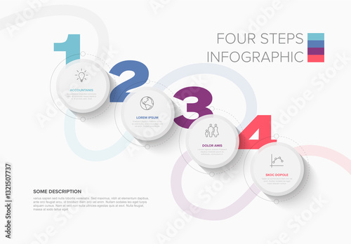 Obraz na płótnie Light Four Steps Infographic Template with Circular Design w salonie