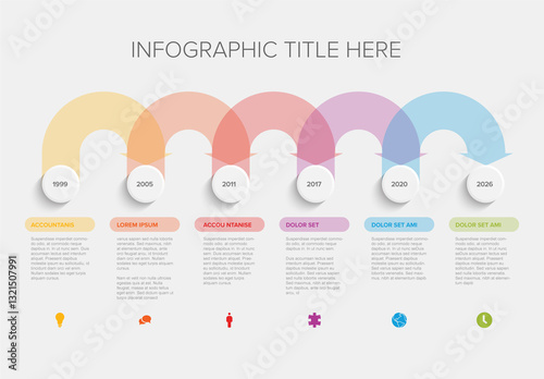 Obraz na płótnie Colorful Timeline Infographic Template with six Milestones w salonie