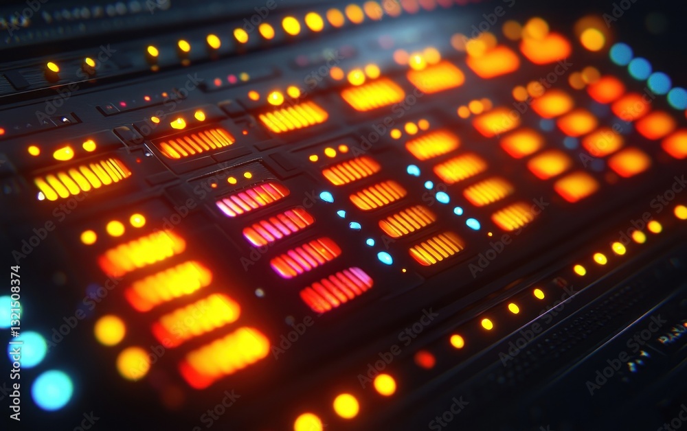 Futuristic control panel with glowing lights Futuristic control panel with glowing lights