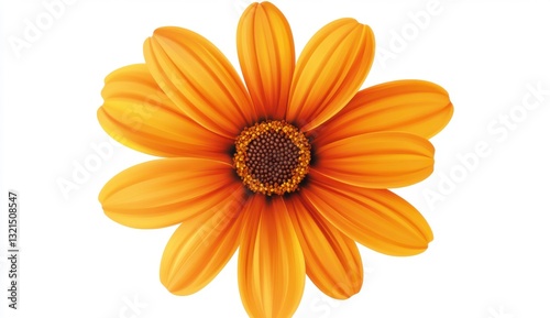 Vibrant Orange Daisy Flower on White Background