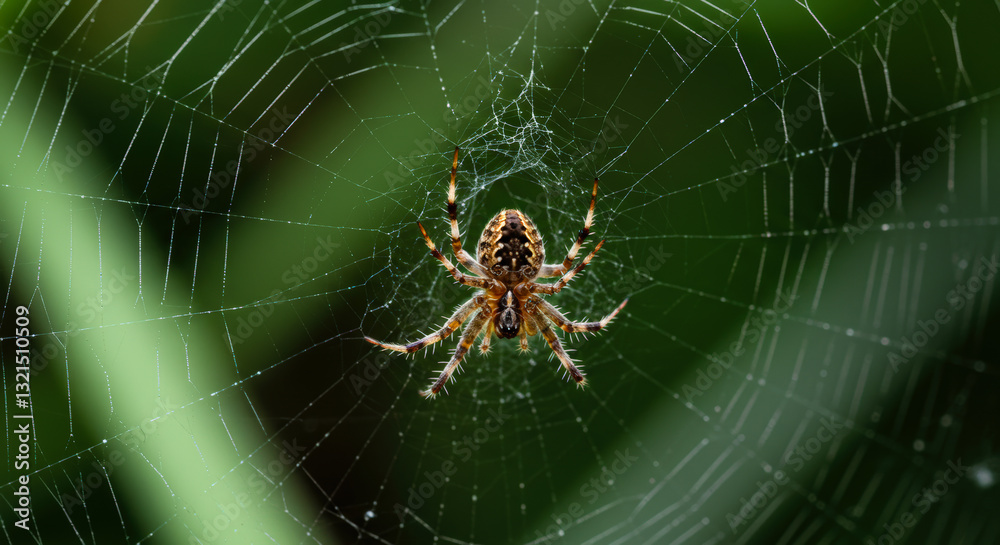 European garden cross spider weaving an intricate web, creating a stunning nature spectacle, suitable for illustrating wildlife, entomology and natural beauty European garden cross spider weaving an intricate web, creating a stunning nature spectacle, suitable for illustrating wildlife, entomology and natural beauty