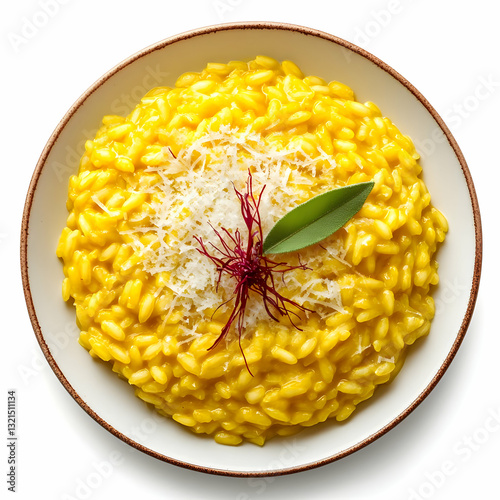 Wallpaper Mural Delicious saffron risotto topped with cheese and garnished with fresh herbs, perfect for gourmet dining experiences. Torontodigital.ca