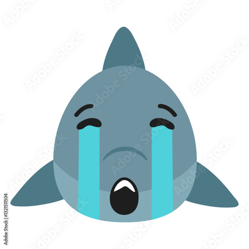 shark muzzle sad flat sticker.