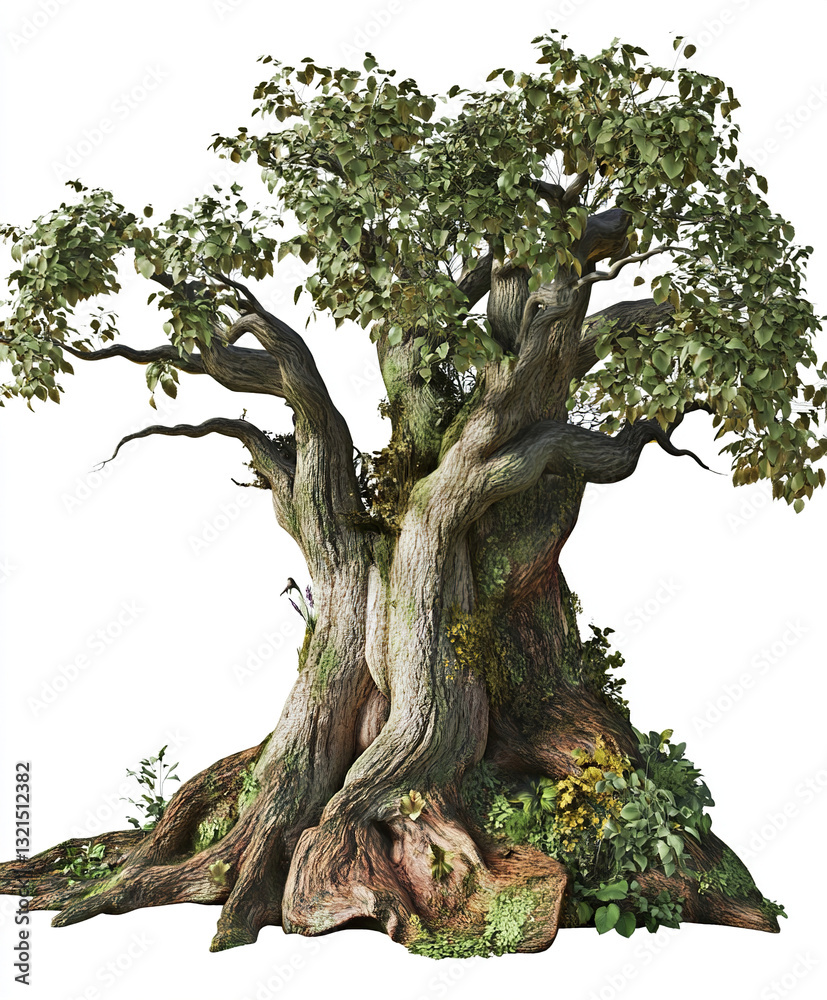 whimsical fairytale tree with twisting branches and lush foliage whimsical fairytale tree with twisting branches and lush foliage