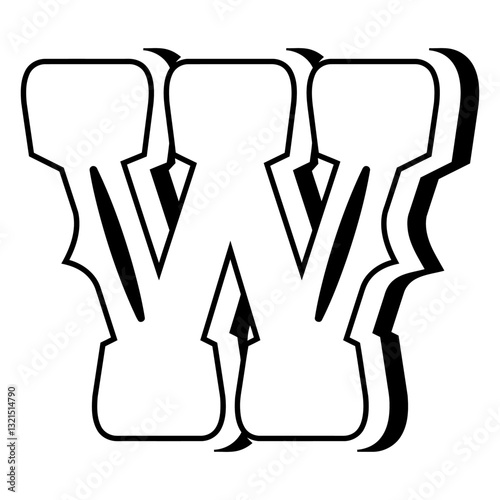 western abc letter w stroke.