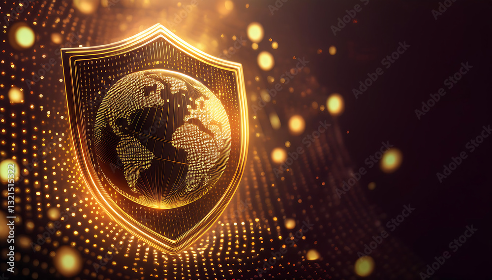 Fototapeta premium digital world map with binary code for security