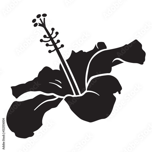 hibiscus side view tropical flower silhouette.