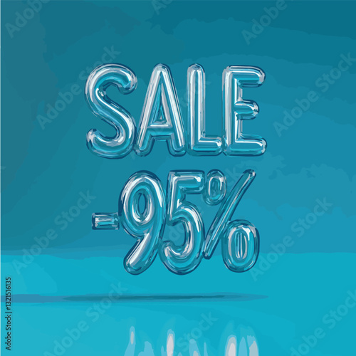 3D inscription 95% sale on a blue background
