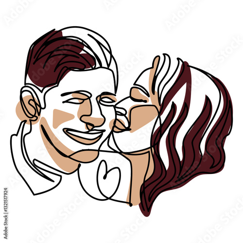 romantic couple continuous line.