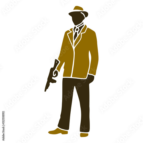 gangster retro blazer gun lowered.