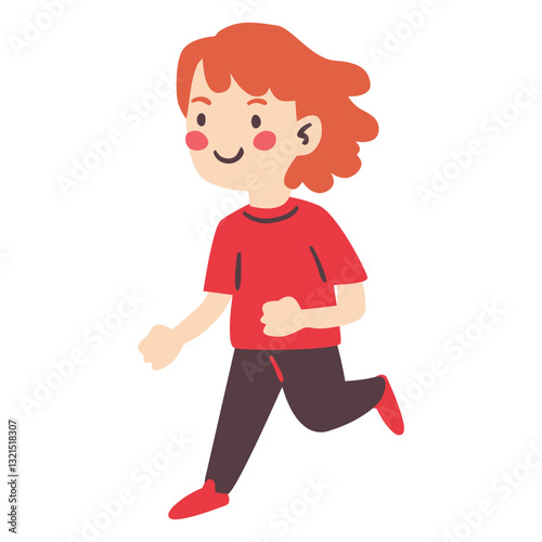 redhead girl character running.