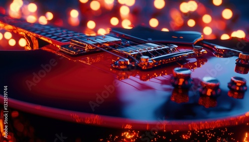 Electric guitar in vibrant lighting