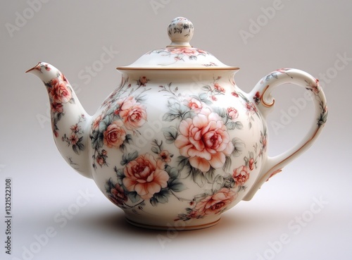 Victorian style floral porcelain teapot vintage elegant tea-party décor