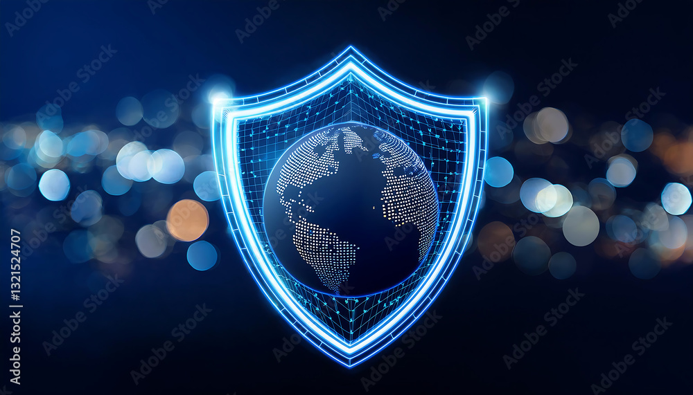 Fototapeta premium digital world map with binary code for security