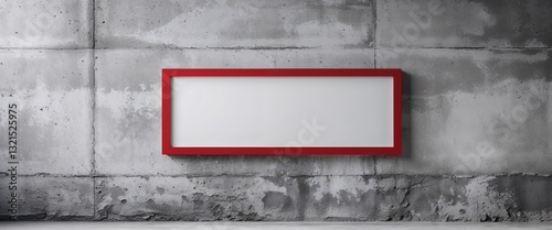 there is a white sign with a red border on a concrete wall
