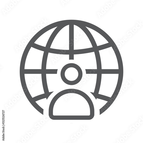 Globe and people icon, vector, illustration.