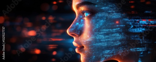 Futuristic Cyber Technology Virtual Game Automation Digital Robot Holographic Interface in Metaverse