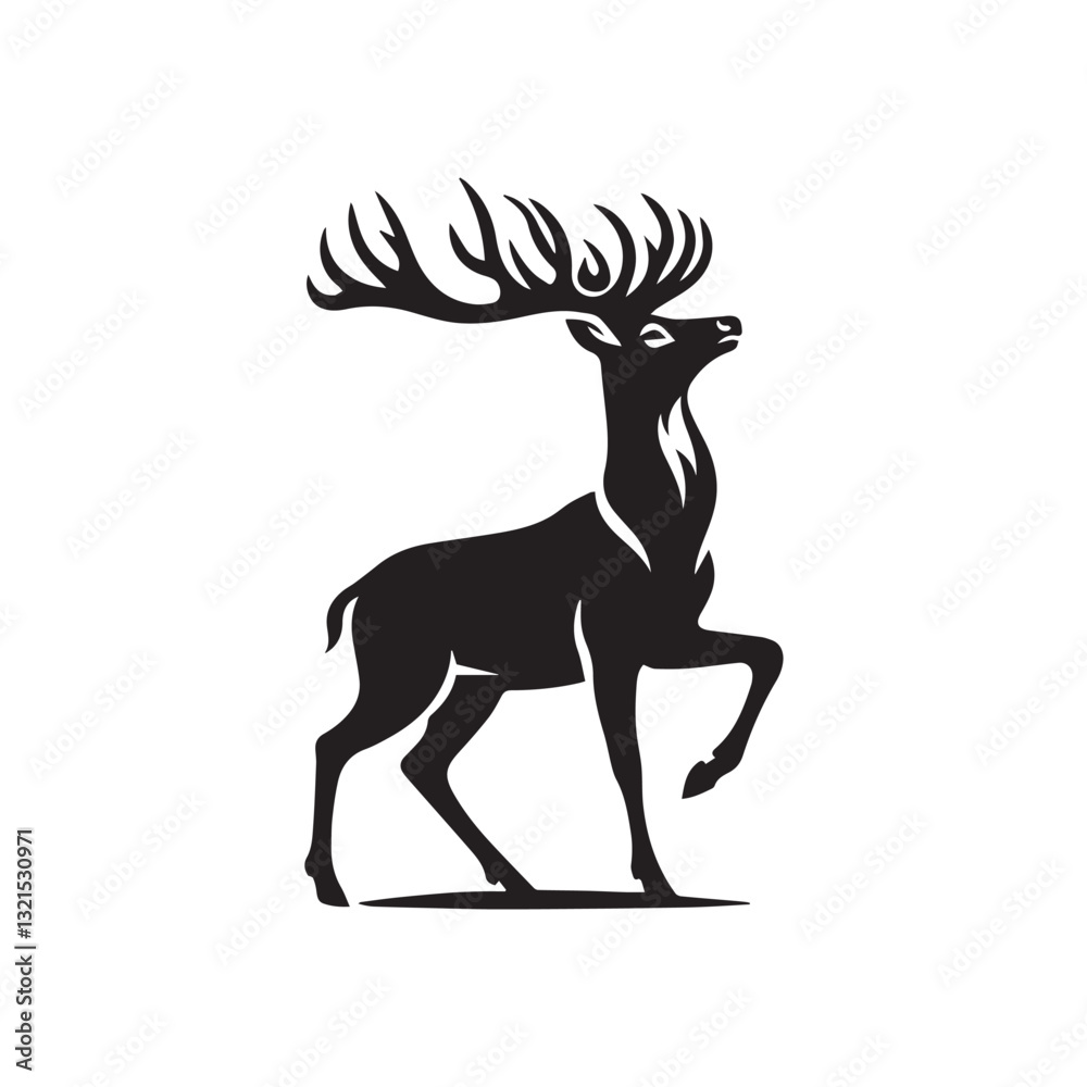 Fototapeta premium Elegant Black and White Silhouette of a Majestic Deer