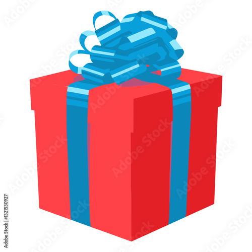  red gift box blue bow icon 