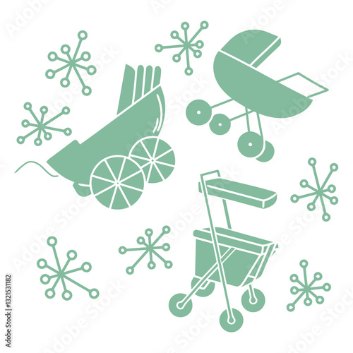 baby strollers cut out vintage.