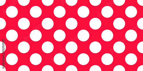 White polka dots on red background. Seamless geometric pattern.