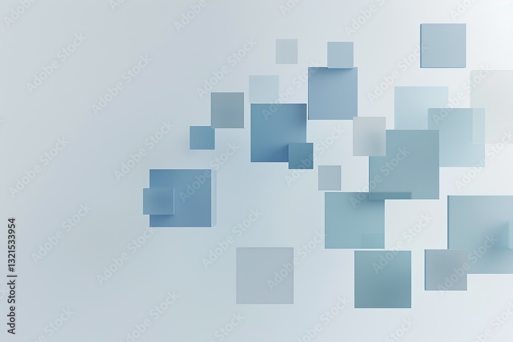 Abstract composition of translucent blue squares on a light background, creating a modern, minimalistic feel. Abstract composition of translucent blue squares on a light background, creating a modern, minimalistic feel.